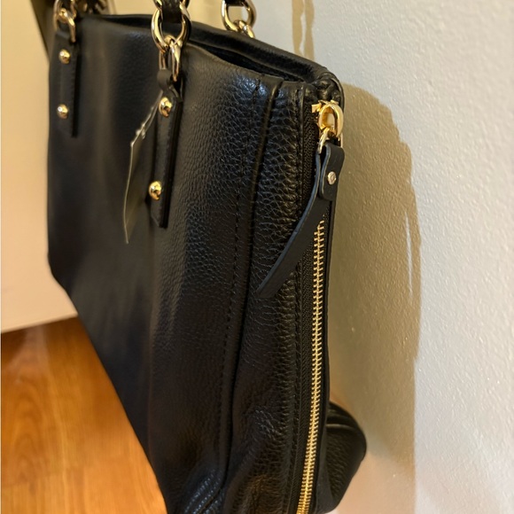 NWOT Kate Spade Black Leather Tote Handbag - Picture 3 of 5